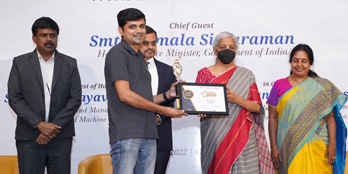 Coimbatore startups receive “Startup Dhruv” awards from the Finance Minister of India Nirmala Sitharaman.